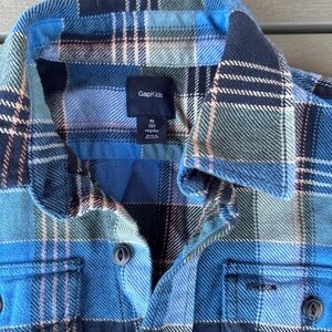 GAP Kids Blue Plaid Button Down Flannel Shirt